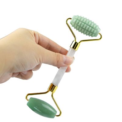 Custom Logo Green Aventurine Facial Jade Roller Gua Sha Tools Crystal Handle Massager для массажа лица глаз и шеи в 2024 году