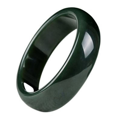 Polished Hetian Jade Nephrite Green Bangle Bracelet with Traditional Chinese Style Design (Полированный хетианский нефритовый нефритовый зеленый браслет с традиционным китайским дизайном)