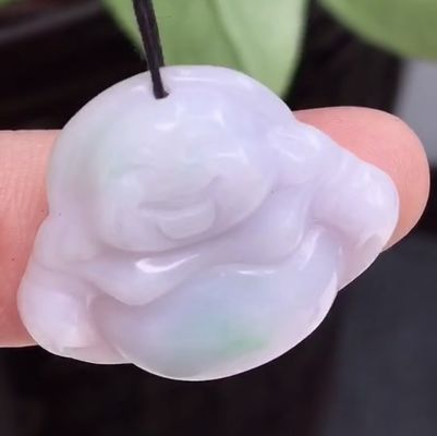 Зелёный портативный натуральный Бирма фиолетовый резный jadeite jade смеющийся Будда подвесок для женщин и детей натуральный цвет