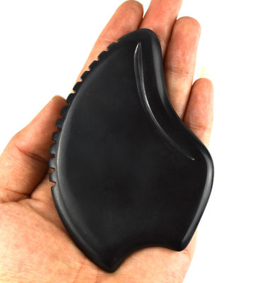 Доступный инструмент массажа Gua Sha с формой сердца из натурального черного бианского камня для расслабляющей медитации в спа-салоне