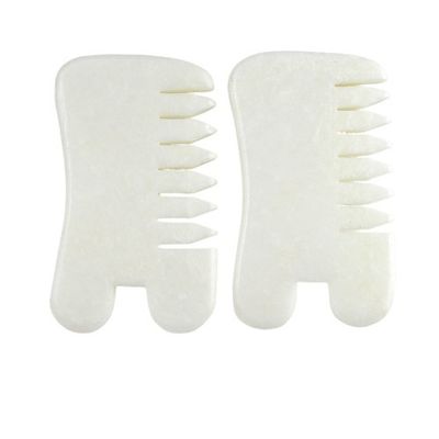 Естественный Xiuyan Jade Gua Sha Массажный гребень для кожи головы Guasha Массажный массажник для волос Салон красоты для массажа мышц