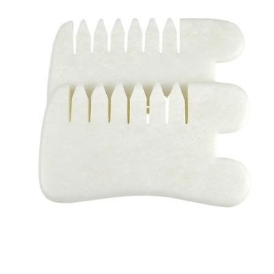 Естественный Xiuyan Jade Gua Sha Массажный гребень для кожи головы Guasha Массажный массажник для волос Салон красоты для массажа мышц