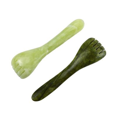 Настраиваемый логотип доступен светлый зеленый Xiuyan Jade Gua Sha форма ложки Акупунктурная ручка для глаз Акупунктура ложка массажник