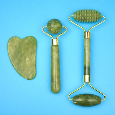 2024 Black Jade Roller Gua Sha Set для массажа тела и 100% натурального ухода за кожей лица с двойной головой
