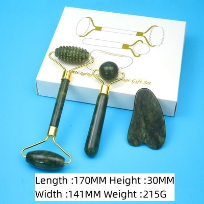 2024 Black Jade Roller Gua Sha Set для массажа тела и 100% натурального ухода за кожей лица с двойной головой