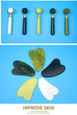 2024 Black Jade Roller Gua Sha Set для массажа тела и 100% натурального ухода за кожей лица с двойной головой