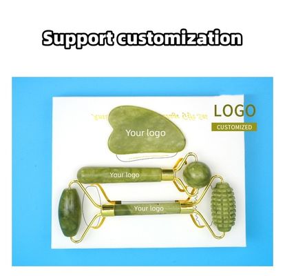 2024 Black Jade Roller Gua Sha Set для массажа тела и 100% натурального ухода за кожей лица с двойной головой