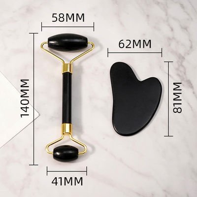 Body Scraper Customized Logo Availabled Natural Black Bianstone Face Massage Roller Guasha Black Jade Roller Set для массажа