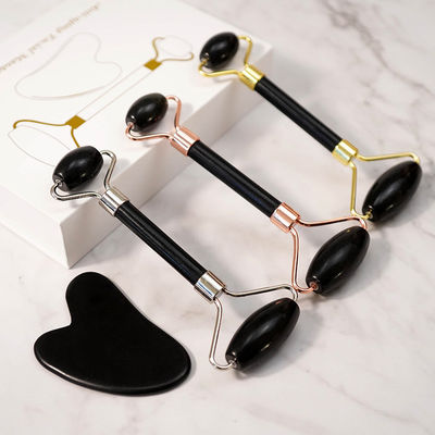 Body Scraper Customized Logo Availabled Natural Black Bianstone Face Massage Roller Guasha Black Jade Roller Set для массажа