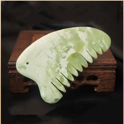 Оборудование для массажа головы Естественный Xiuyan Jade Gua Sha Акупункт массаж волос гребень Кожа головы Массажёр Функция мышечного массажа