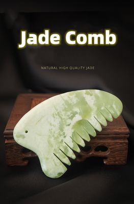 Оборудование для массажа головы Естественный Xiuyan Jade Gua Sha Акупункт массаж волос гребень Кожа головы Массажёр Функция мышечного массажа