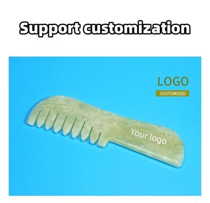 Естественный Xiuyan Jade Gua Sha Массажный гребец для кожи головы Нефритовый камень Уход за головой Массажер для волос Гуаша Расслабляющий инструмент для массажа тела