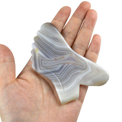 Custom Logo Availabled 100% Natural Grey Agate Gua Sha Massage Tool for Body Self Skin Care Spa Facial Lifting Beauty Equipment (Натуральный серый агат Гуа Ша) Массажное средство для самостоятельного ухода за кожей