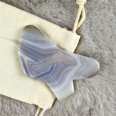 Custom Logo Availabled 100% Natural Grey Agate Gua Sha Massage Tool for Body Self Skin Care Spa Facial Lifting Beauty Equipment (Натуральный серый агат Гуа Ша) Массажное средство для самостоятельного ухода за кожей