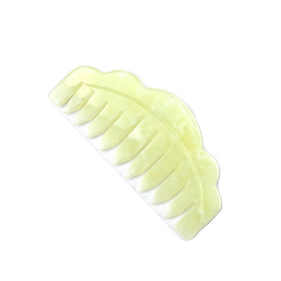 Естественный Xiuyan Jade Gua Sha скреббинг массажный гребень для терапии головы и средства для лечения кожи головы