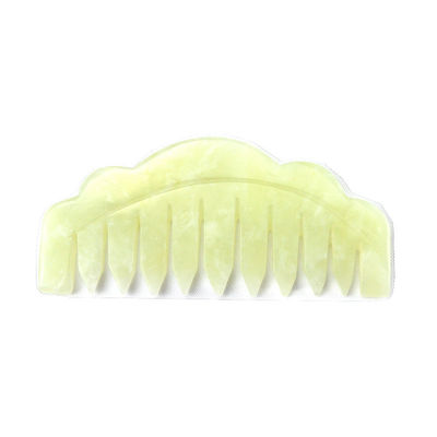 Естественный Xiuyan Jade Gua Sha скреббинг массажный гребень для терапии головы и средства для лечения кожи головы