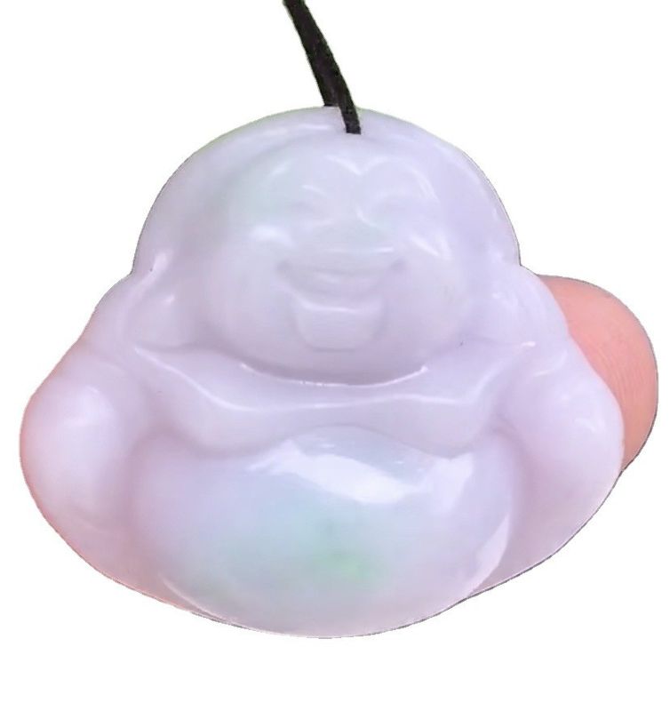Зелёный портативный натуральный Бирма фиолетовый резный jadeite jade смеющийся Будда подвесок для женщин и детей натуральный цвет