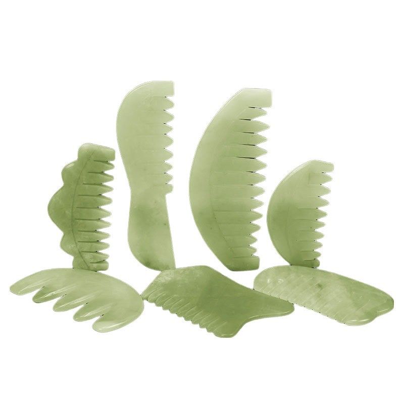 Мультиформенный натуральный Xiuyan Jade Gua Sha Массажный гребень для массажа головы